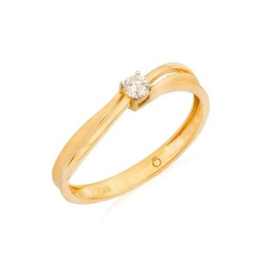 Imagem de Anel Solitário em Ouro 18K Curvado com Diamante - AU12902 - BRUNA TESS