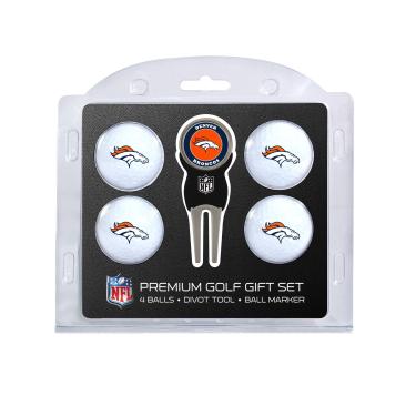 Imagem de Team Golf NFL Denver Broncos 4 bolas de golfe e ferramentas Divot conjunto de bolas de golfe tamanho regular (4 unidades) e ferramenta de dioto com marcador magnético de dupla face removível