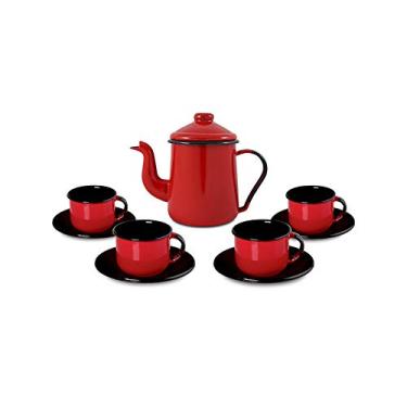 Imagem de Conjunto de Café Esmaltado Vermelho - 9 peças - Linha Ewel