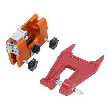 Imagem de Apontador de motosserra, liga de alumínio afiação rápida fácil de operar, guia de gabarito, proteção de suporte manivela manual apontador de corrente de motosserra portátil com 3 cabeças de moagem para motosserras