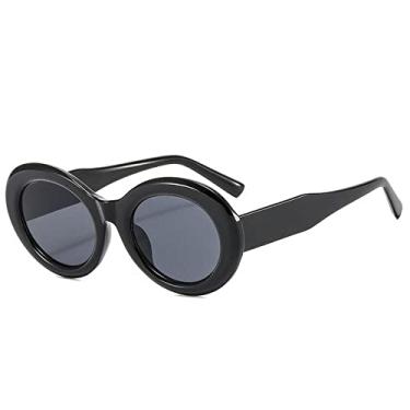 Imagem de Óculos de sol ovais retrô moda feminina azul cinza tons uv400 moda masculina designer redondo óculos de sol, cinza preto, como a imagem