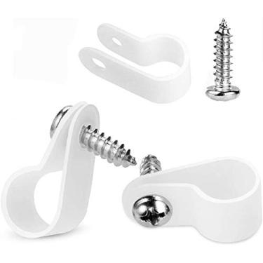 Imagem de LOKMAN Pacote com 100 clipes de montagem em estilo P de luz de corda de 1/4 pol. com parafusos Phillips de cabeça de panela de aço inoxidável compatíveis