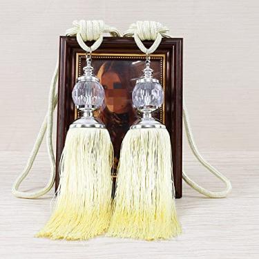 Imagem de 2 peças borlas cortina tieback plástico bola alças titular acessório acessórios cortina fivela corda decoração para casa, amarelo claro, 2 peças preço