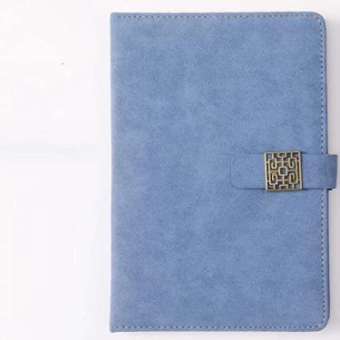 Imagem de A5 Business Notebook Agenda Record Estilo Retro Fivela Magnética Papelaria Diário Memorando Minutas de Reunião Estudante Material Escolar, Azul Céu, 4 PCS