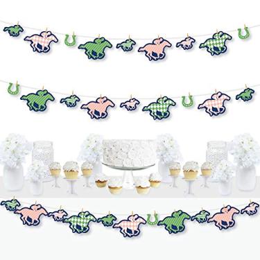 Imagem de Big Dot of Happiness Kentucky Horse Derby – Decorações para festas de corrida de cavalos DIY – Bandeira para varão de guirlanda – 44 peças
