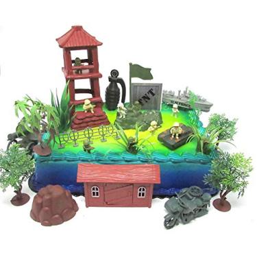 Imagem de Special Forces Army (Exército das Forças Especiais), azul-marinho, marinheiro, Black Ops Militar Deluxe com tema de bolo de aniversário conjunto com acessórios temáticos decorativos