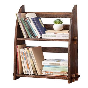 Imagem de KIZQYN Estante de livros de mesa retrô para sala de estudo estante independente para quarto estantes de pé para escritório rack de armazenamento multifuncional (marrom) estante