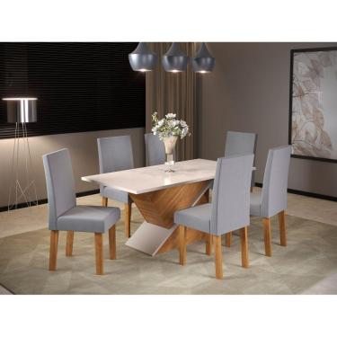 Imagem de Conjunto Sala de Jantar Mesa Croacia com 6 Cadeiras Venus Viero Mel/Blonde/Cinza