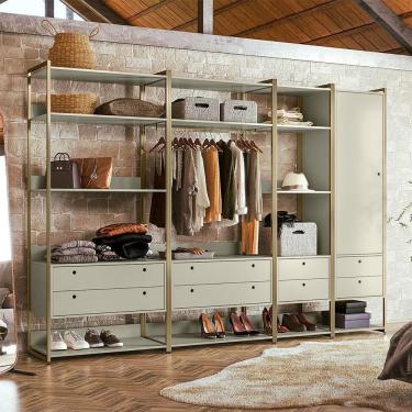 Imagem de Closet Casal Modulado Completo Industrial Aberto Olivar - Off White - Cor: Off White