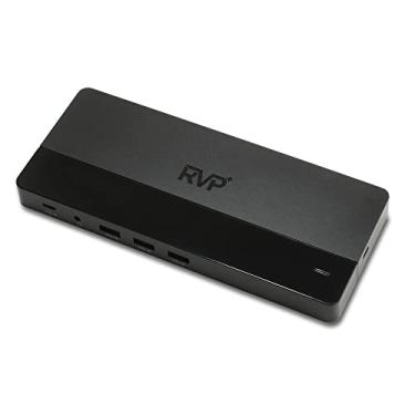 Imagem de RVP+ Hub USB C para monitor duplo (base USB C) com duas portas de exibição 4K, 2 portas USB 2.0, Ethernet e carregamento de 100 W - Thunderbolt 4 / USB 4 / Thunderbolt 3 - (RVP-022818)