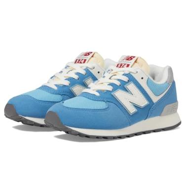 Imagem de New Balance Tênis infantil unissex 574 V1 70s Racing com cadarço, Azul/branco, 5 Big Kid