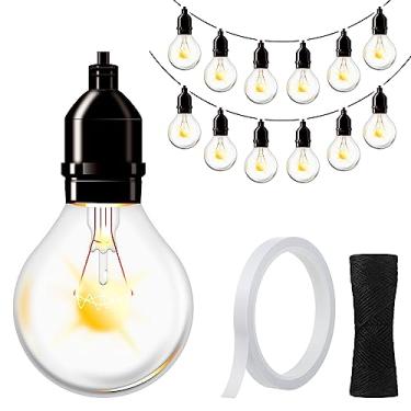 Imagem de Conjunto de 88 peças de quadro de avisos inclui 72 lâmpadas chiques industriais recorte de bulletin papel rústico quadro de avisos lâmpada de fazenda recorte de 14 letras decalque com barbante preto e fita para decoração de festa de avisos