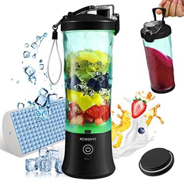 Imagem de Liquidificador portátil para vitaminas, sucos frescos, milk shakes e alimentos para bebês, 590 ml, sem BPA, adequado para esportes ao ar livre, família, viagens (preto)