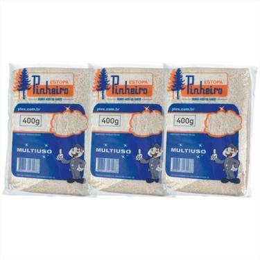 Imagem de Estopa Multiuso Limpeza E Polimento 400g Kit C/3 Und - Pinheiro Estopa