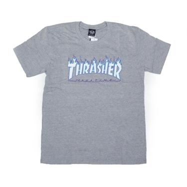 Imagem de Camiseta Thrasher Magazine Flame Logo Sky - Cinza Mescla-Masculino
