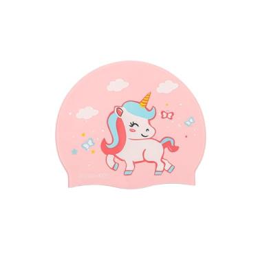 Imagem de Touca de natação infantil protetora de silicone impermeável elástica, 2-8 anos (rosa)