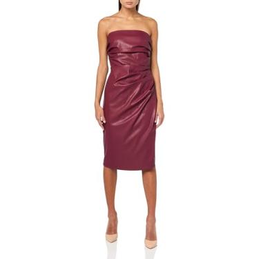 Imagem de Ronny Kobo Vestido feminino de couro sintético Mendez, Oxblood, G