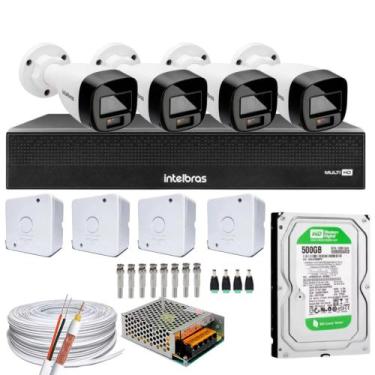 Imagem de Kit 4 Cameras 1220b Full Color Intelbras Dvr Mhdx 1008-C 8 Ch