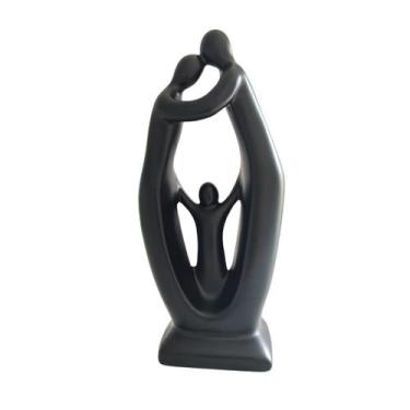 Imagem de Escultura Família Estátua Pai Mãe Filho Decoração Luxo 16 Cm - NoBrand