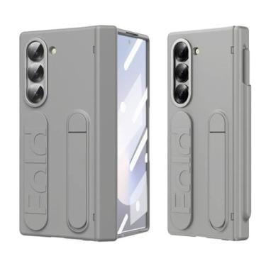 Imagem de Capa Anti-Queda com Suporte para S Pen para Samsung Galaxy Z Fold 6 Suporte para Alça de Mão Suporte para Lente Proteção Capa Rígida, cinza, para Galaxy Z Fold 6