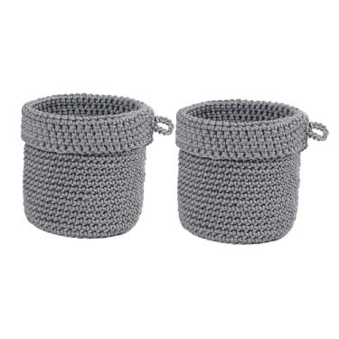 Imagem de Kuntesetty 2x Cestas de armazenamento Cestas decorativas tecidas Cestas organizadoras Caixas de armazenamento para prateleiras, Cinza