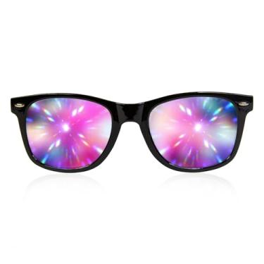 Imagem de GloFX Óculos de difração definitivos - preto fosco - efeito arco-íris prisma 3D - ótimo Edm, festival, concerto, fogos de artifício, luzes de Natal e acessório de rave - Armação preta fosca