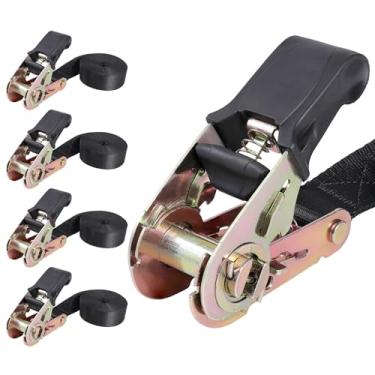 Imagem de Masterwise Alça de catraca infinita, tiras pretas de catraca tiras de amarração para serviço pesado, alça simples de 2,5 cm para motocicletas, trailer, caiaque, carga, rack de teto (2,5 cm x 6 m-4