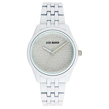 Imagem de Steve Madden Relógio feminino com pulseira emborrachada, SM/1029, Branco
