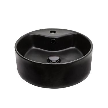 Imagem de Cuba de Apoio para Banheiro Redonda Louça Cerâmica Ametista Pingoo.casa - Preto