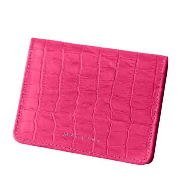 Imagem de Carteira Feminina de Couro Mariart 649 2.0, Croco pink