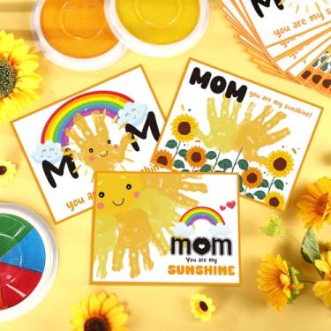 Imagem de Motipuns 30 kits de artesanato de impressão à mão para o Dia das Mães, cartões comemorativos com 3 almofadas de tinta grandes, presentes felizes para o dia das mães para atividades domingos em casa