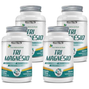 Imagem de Kit Com 4 Tri Magnésio (taurato, malato e bisglicinato) 500mg 60 Caps -Flora Nativa