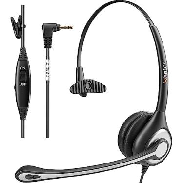 Imagem de Fone de ouvido Wantek para telefone com microfone, fones de ouvido com fio para telefones sem fio Panasonic com conector de 2,5 mm e outros telefones DECT para home office AT&T ML17929 RCA Vtech Cisco Polycom, Mono 2.5mm F600J25P