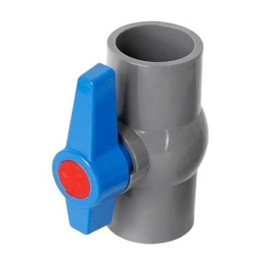 Imagem de IEUDNS Válvula de esfera de PVC com alça em T de fácil giro, válvula compacta de fechamento de água, encaixe de tubulação para projetos de natação, 50mm Cinza