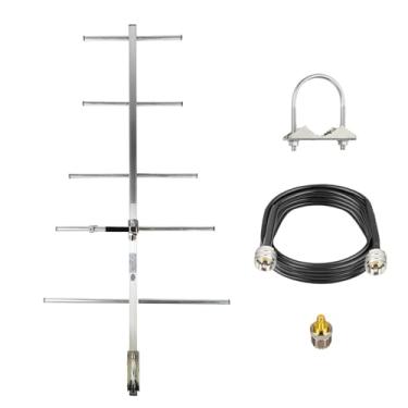 Imagem de Antena Yagi de 400-470 MHz com cabo de 9,8 m, conector SL16, adaptador SMA fêmea, alto ganho, 9dBi de longo alcance, antena de base UHF, antena externa de 5 elementos para sistemas de repetidor de