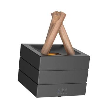 Imagem de IEUDNS Difusor de chamas de fogueira, difusor de óleos essenciais multiuso e resistente, umidificador pessoal para quarto de hotel e spa, Preto