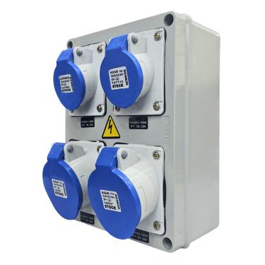 Imagem de Quadro Sobrepor C/ 2 Tomadas Ind. N3046 + 2 Tomadas Ind. N4249 IP-44 Cód. S231114 – Steck