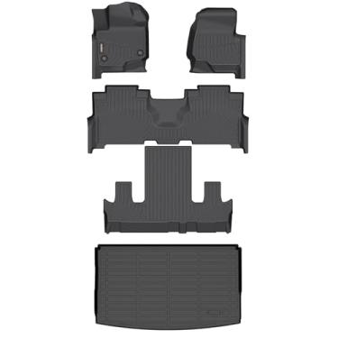 Imagem de Binmotor - Forro de carga para expedição (2021 2022 2023 2024 2025), 7 passageiros com assento concha de 2ª fileira, tapetes de carro TPE para todos os climas para acessórios de expedição para tapete