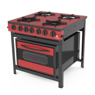 Imagem de Fogao 4 Bocas Gas Prge-402f Gourmet Forno Vermelho - Progas