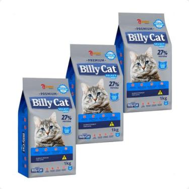 Imagem de Kit 3 Ração Billy Cat Select Gatos Adultos Mix - 1Kg