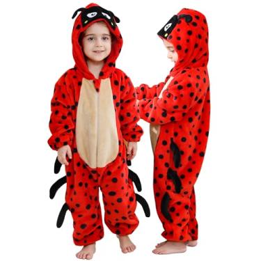 Imagem de MICHLEY Macacão unissex com capuz para bebê, infantil, animal, vestido de festa de Halloween, macacão de 0 a 4 anos, Animal vermelho, 3-4T/Height:37"-41"