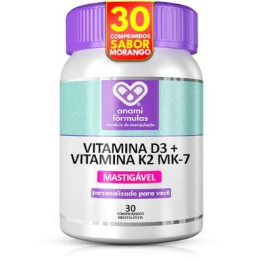 Imagem de Vitamina D3 2000ui + Vitamina K2 Mk-7 Mastigável sabor Morango - 30 Doses