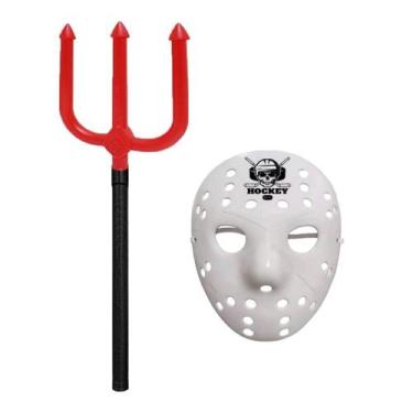 Imagem de Kit Mascara + Tridente Diabinho Brinquedo Fantasia Halloween - Le Plas