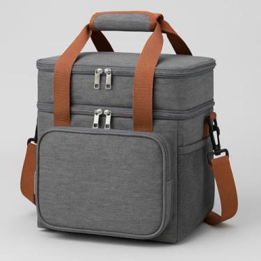 Imagem de Bolsa Termica para Marmita e Lanche, Lancheira Termica, Isotérmica, Alça Regulável, 2 Compartimentos, Ideal para Trabalho, Academia, Faculdade, Viagens, Bolsa para Comida, Bolsa para Lanche (CINZA)