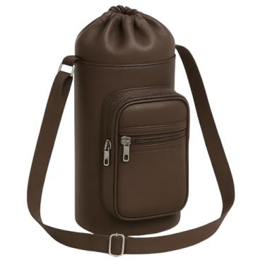 Imagem de Bolsa Térmica para Garrafa Vidinne GALANTE em Courino, com Bolso e Alça Transversal, Produto Artesanal Premium VIDINNE (Marrom, 2 litros)