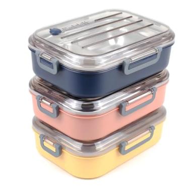 Imagem de Marmita Pote Hermético Grande Lancheira Inox Plástico 1200ml (Amarelo)