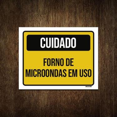 Imagem de Placa Cuidadoforno De Microondas Em Uso 36X46