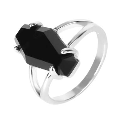 Imagem de Caixão de ônix preto - Joia de bruxa antiga punk gótica elegante, gótico vintage, boho, punk de pedra preciosa preta, anel gótico, Halloween, presente para mulheres, vampiro, Metal, Ônix