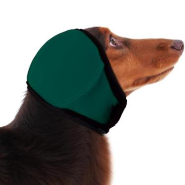 Imagem de MIGOHI Protetores de ouvido para cães, proteção contra ruído, capuz calmante com acolchoamento macio - fones de ouvido ajustáveis para cães, faixa de cabeça com gancho e laço para cães, P, verde