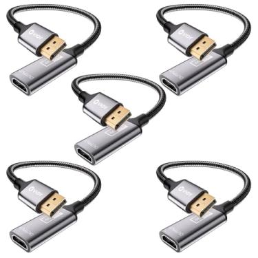Imagem de VIOY Adaptador DisplayPort para HDMI, pacote com 5, DP unidirecional 4K@30HZ (fonte) macho para HDMI (tela) fêmea, adaptador de porta de exibição 1080p a 120HZ para monitor, AMD, NVIDIA, HP, Dell